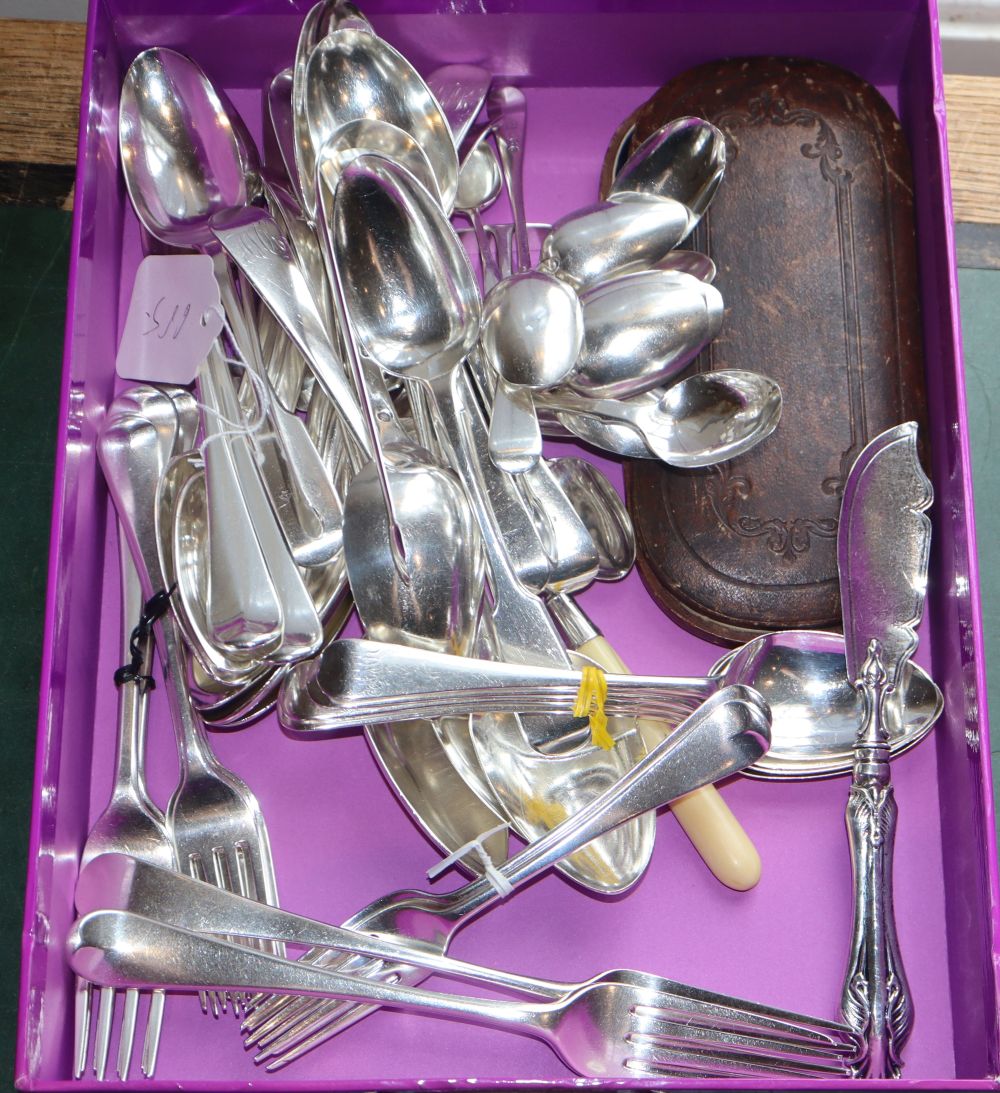 A group of 19th century and later assorted silver flatware